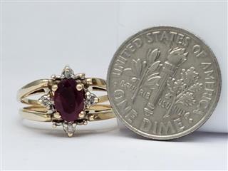 14K Solid Yellow Gold Ruby Diamond Flip Ring Size 5.5